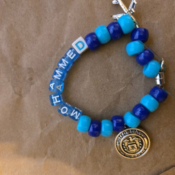 Handmade Blue Beads Bracelet With Name and Locket